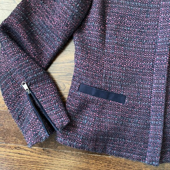 Hugo Boss Women's Burgundy Red and Navy Tweed Jacket-Size 6 - Picture 8 of 15